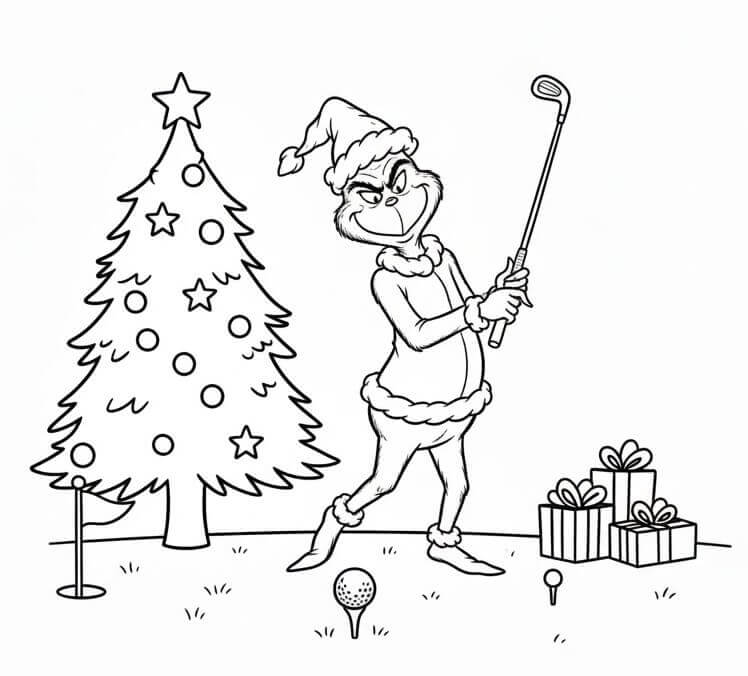Fise de colorat cu Grinch Joacă Golf