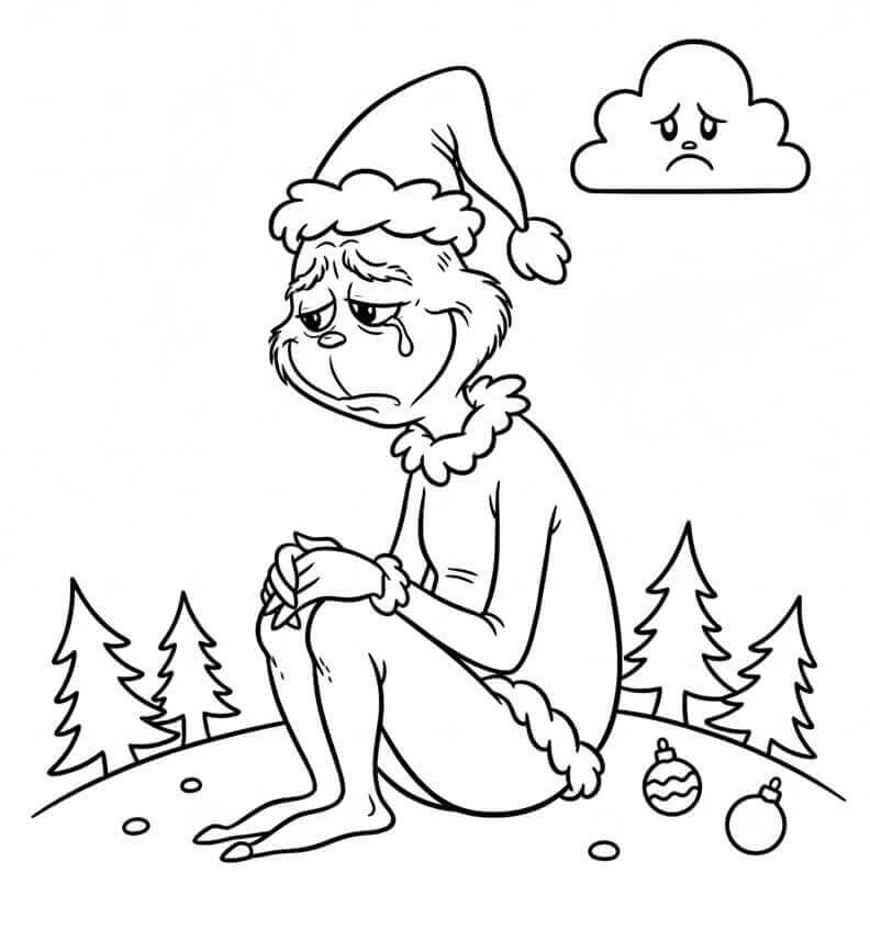 Fise de colorat cu Grinch Trist