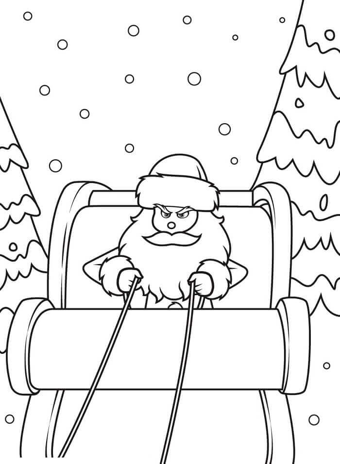 Fise de colorat cu Grinch iarna