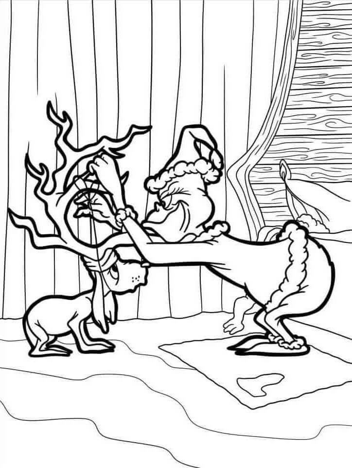 Fise de colorat cu Grinch și Câinele