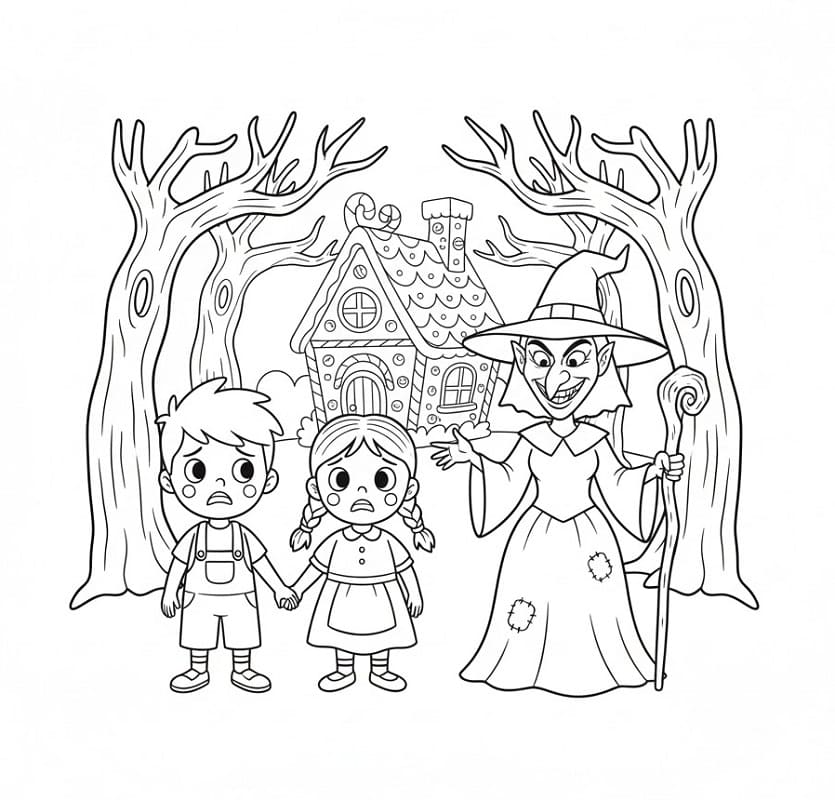 Fise de colorat cu Hansel si Gretel de colorat p04