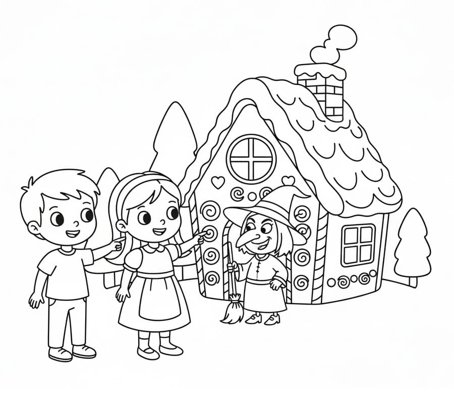 Fise de colorat cu Hansel si Gretel de colorat p10