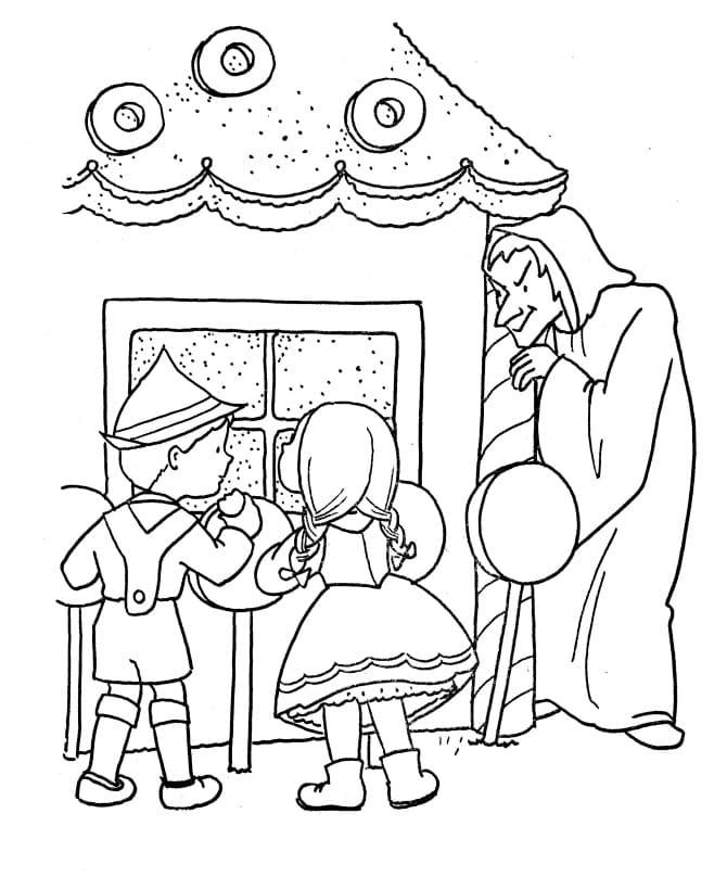 Fise de colorat cu Hansel si Gretel de colorat p15