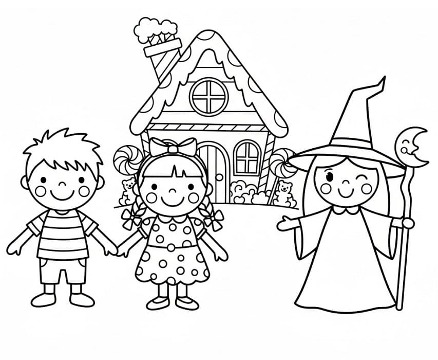 Fise de colorat cu Hansel si Gretel de colorat p16