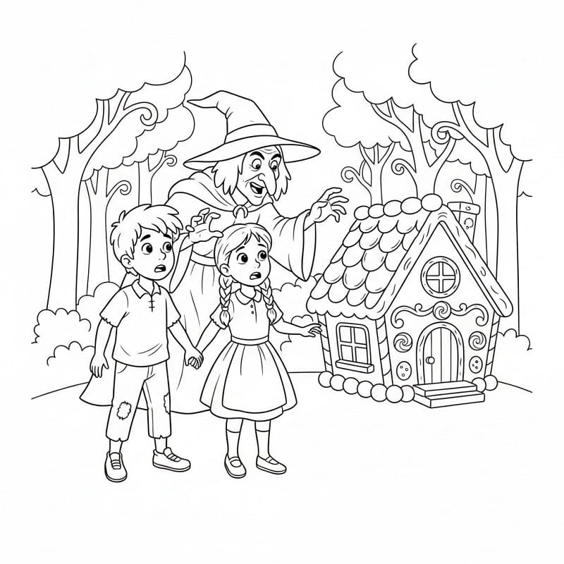 Fise de colorat cu Hansel si Gretel de colorat p18