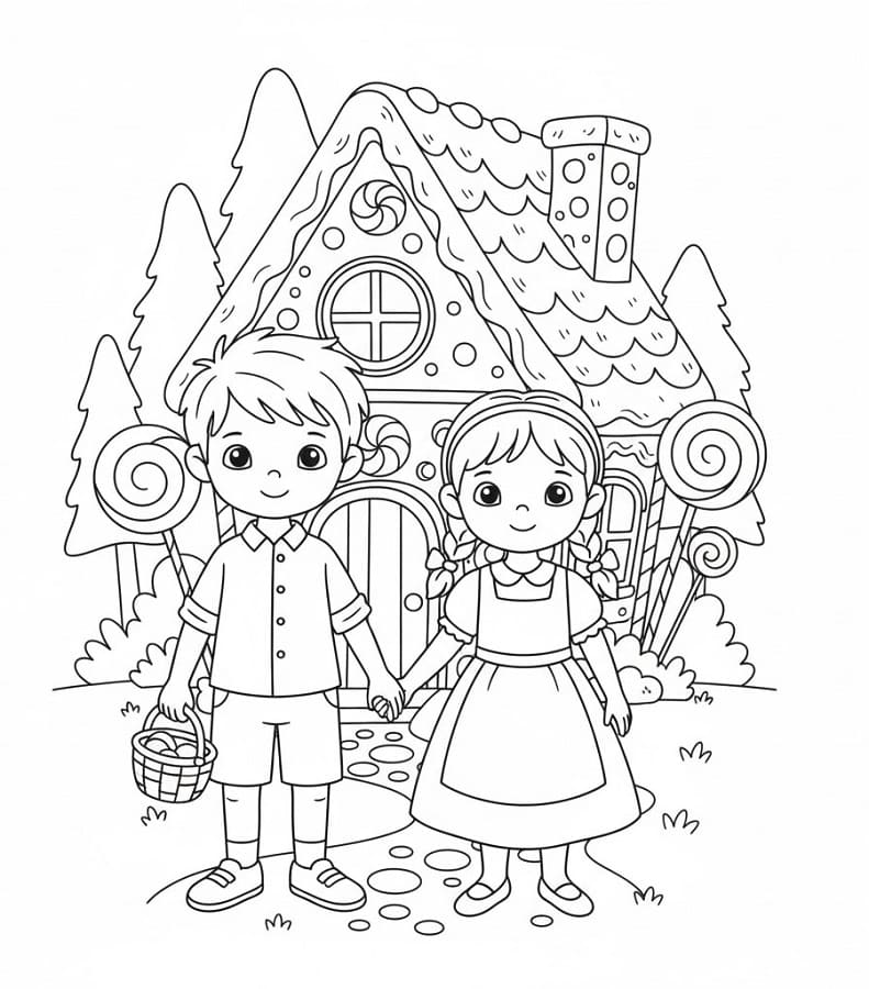 Fise de colorat cu Hansel si Gretel de colorat p22
