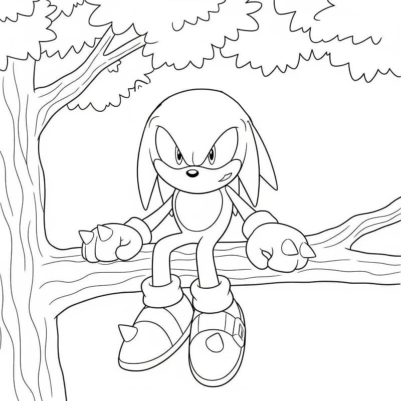 Fise de colorat cu Knuckles în copac