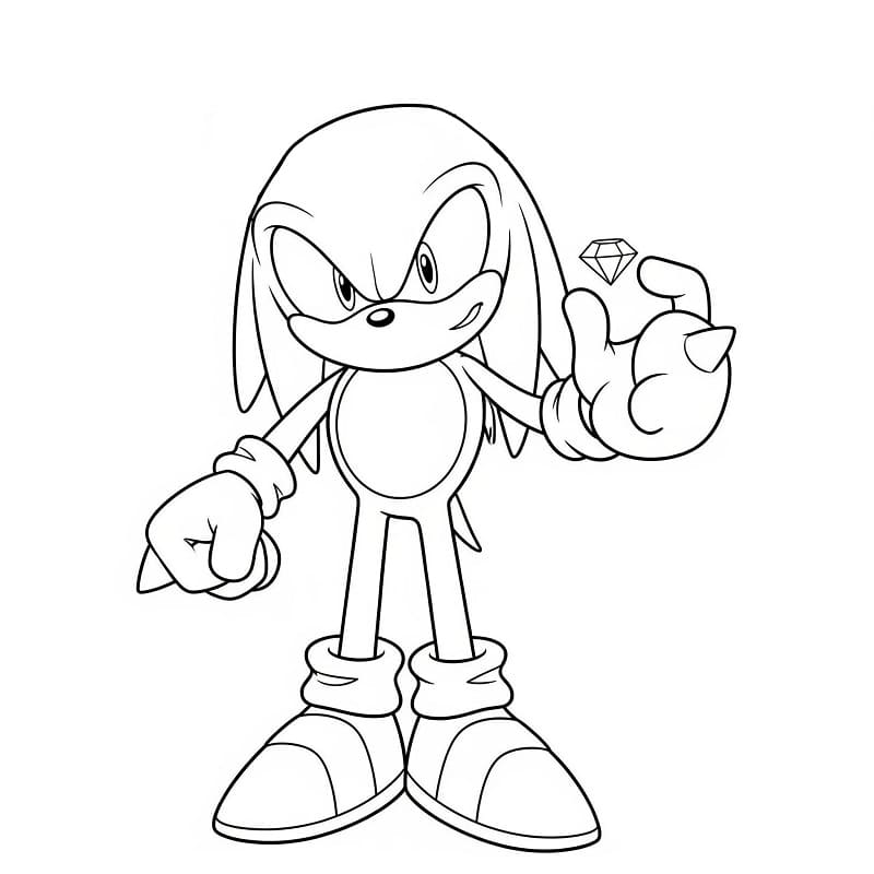 Fise de colorat cu Knuckles și diamant