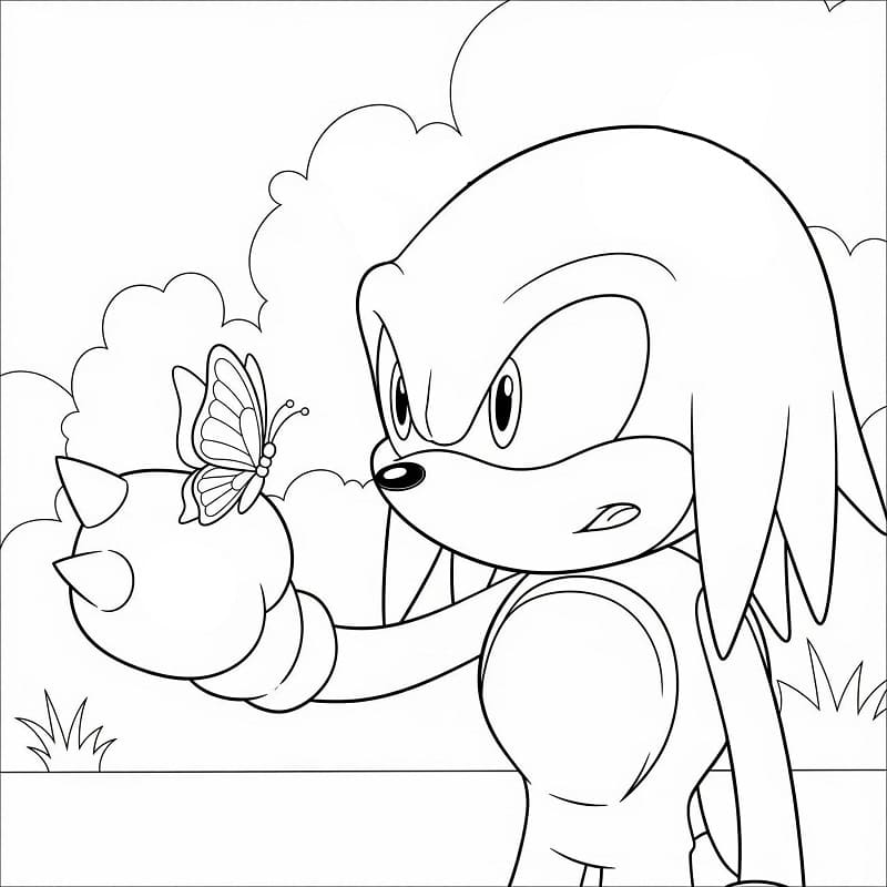 Fise de colorat cu Knuckles și fluture