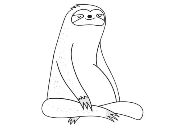 Fise de colorat cu Leneș care face yoga