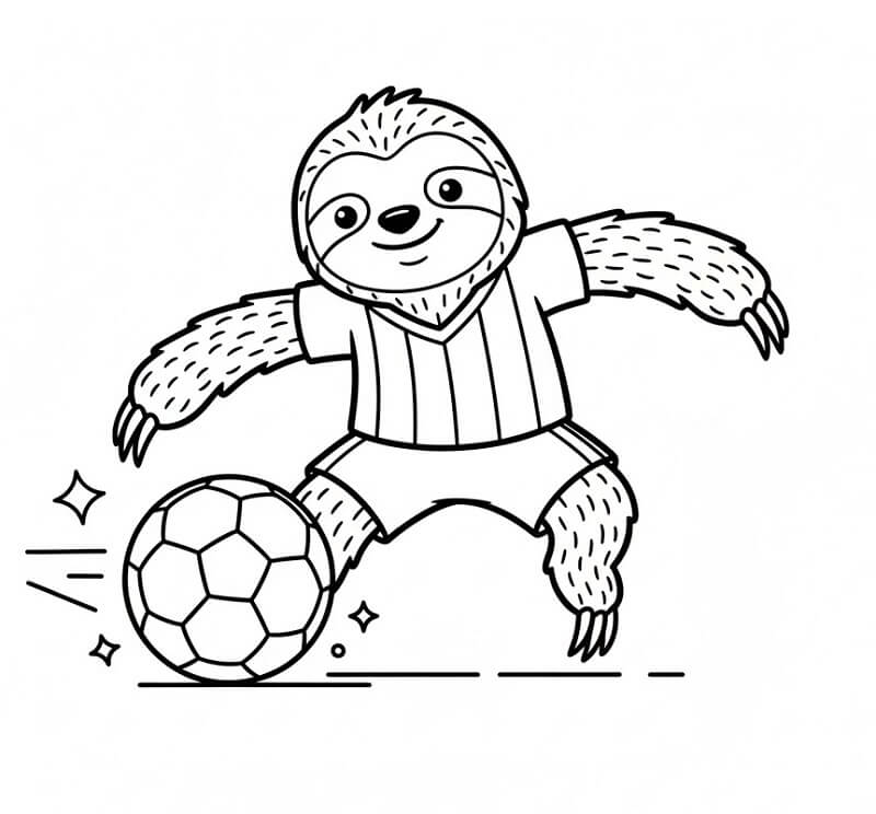 Fise de colorat cu Leneș care joacă fotbal