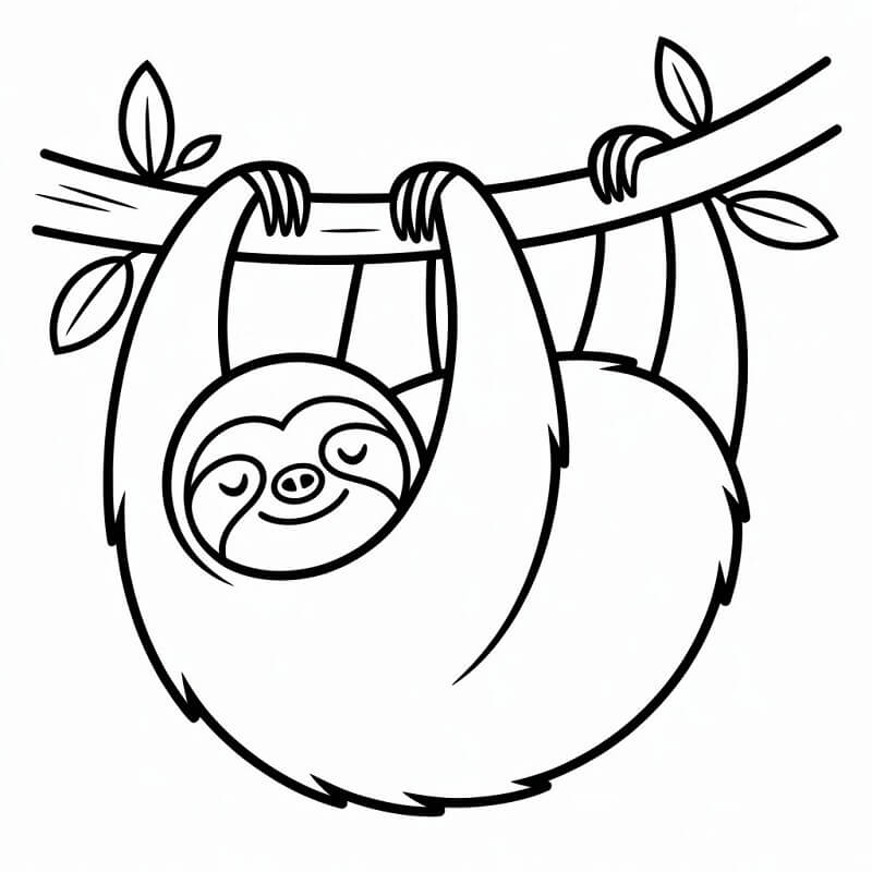 Fise de colorat cu Leneș fericit