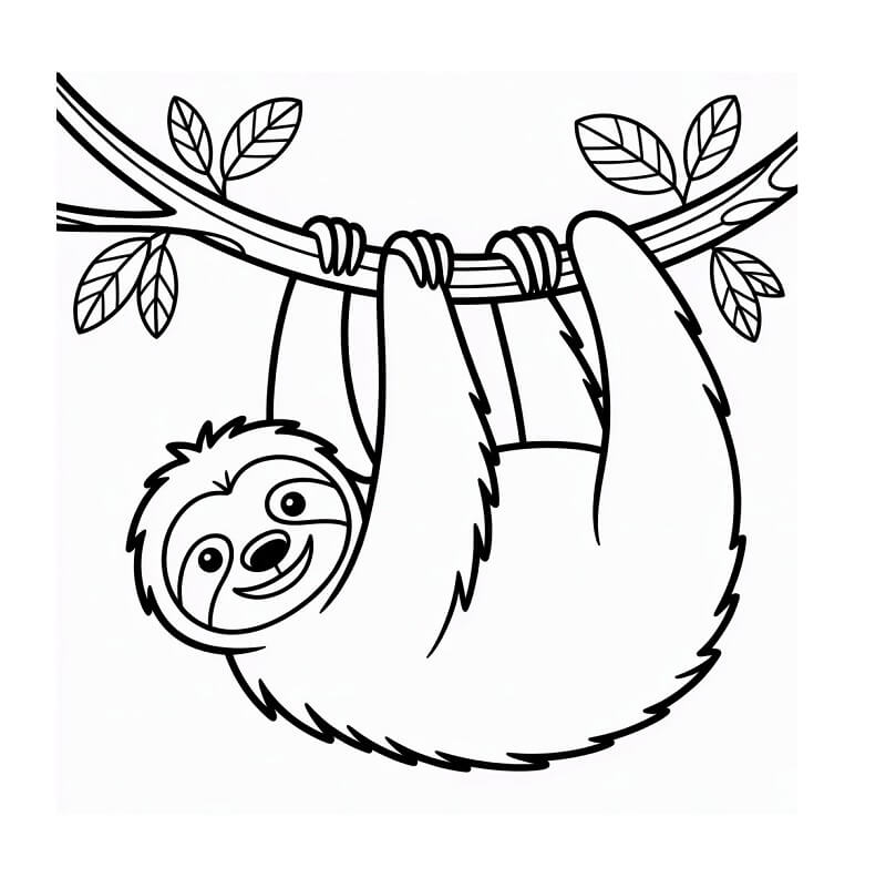 Fise de colorat cu Leneș prietenos