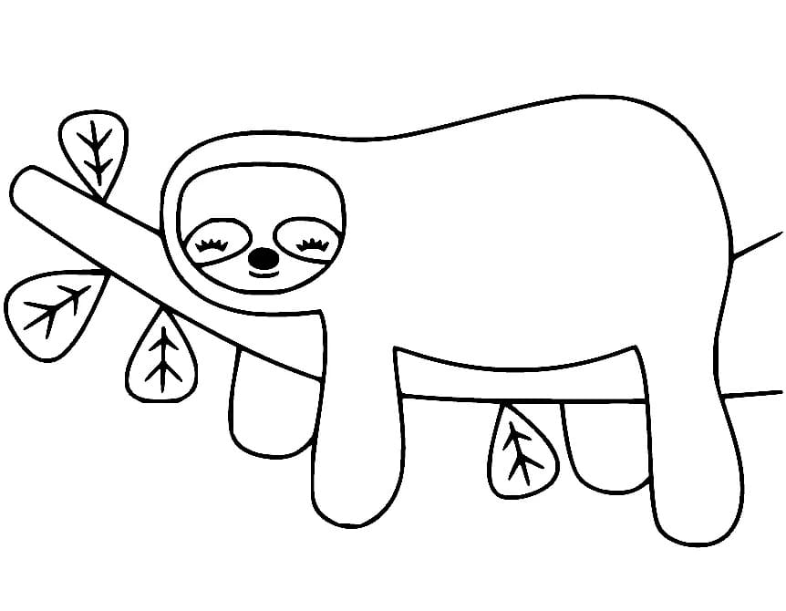 Fise de colorat cu Leneș simpatic care doarme