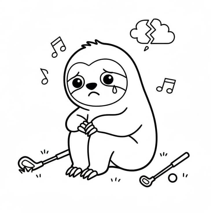 Fise de colorat cu Leneș trist