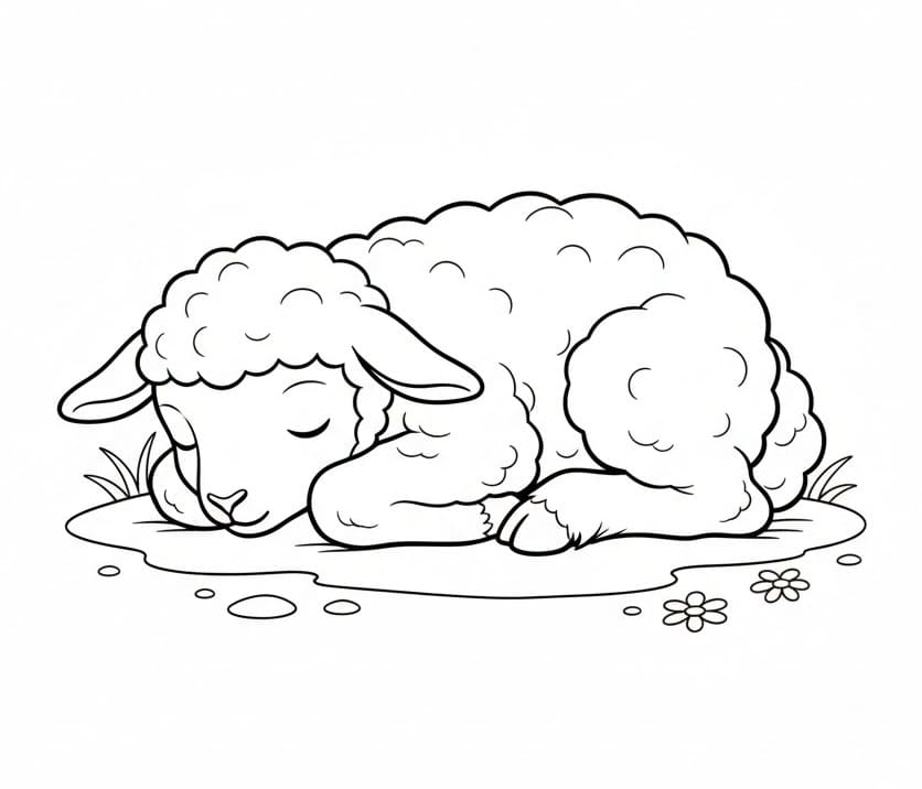 Fise de colorat cu Miel adormit