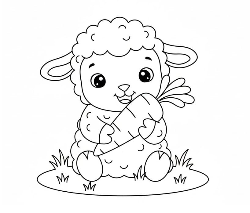 Fise de colorat cu Miel cu morcov