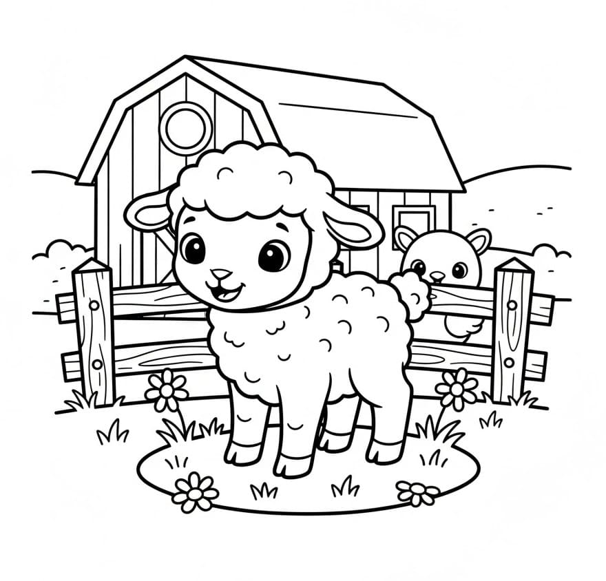 Fise de colorat cu Miel la fermă