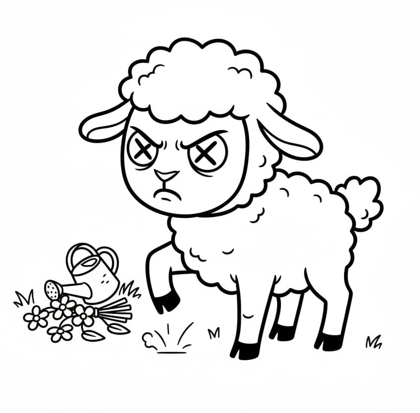 Fise de colorat cu Miel supărat