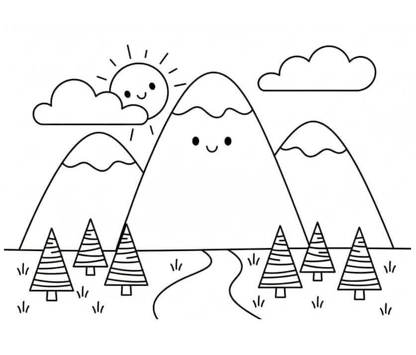 Fise de colorat cu Munți Adorabili