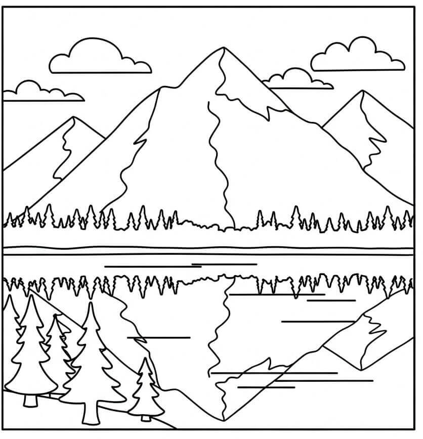 Fise de colorat cu Munți Frumoși
