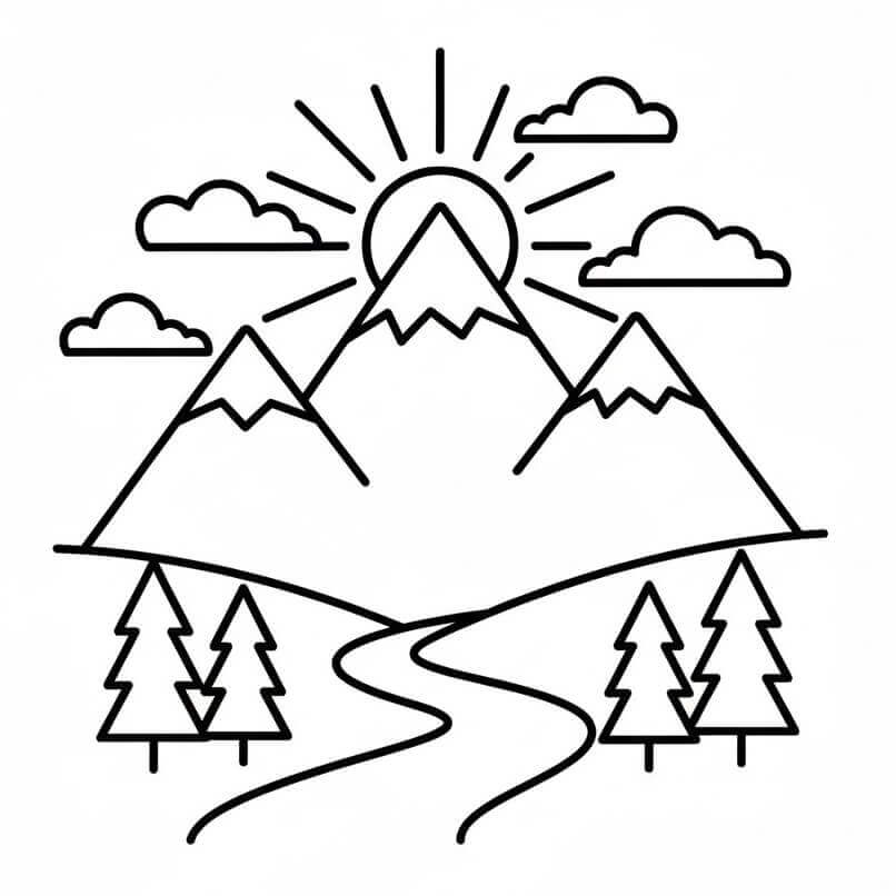 Fise de colorat cu Munți Ușori