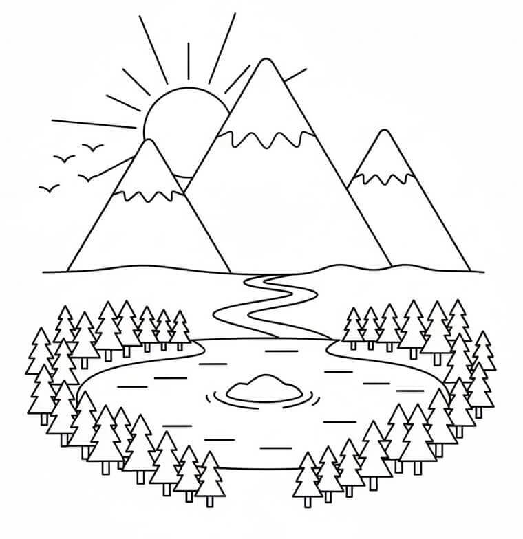 Planse de colorat cu Munti