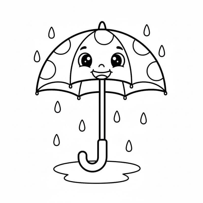 Fise de colorat cu O Umbrelă Drăguță