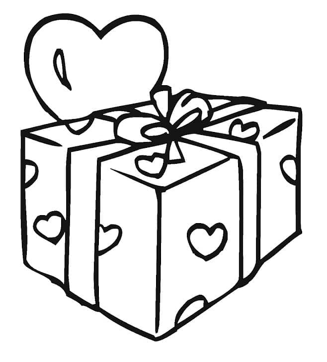 Fise de colorat cu Pachet de Crăciun cu Inimă