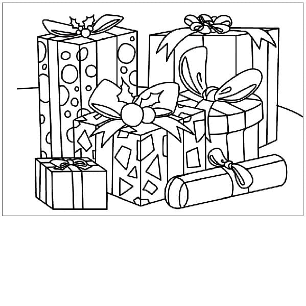 Fise de colorat cu Pachete de Crăciun