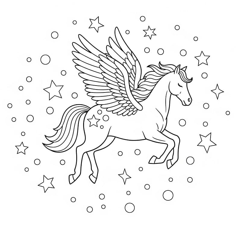 Fise de colorat cu Pegas de colorat p10