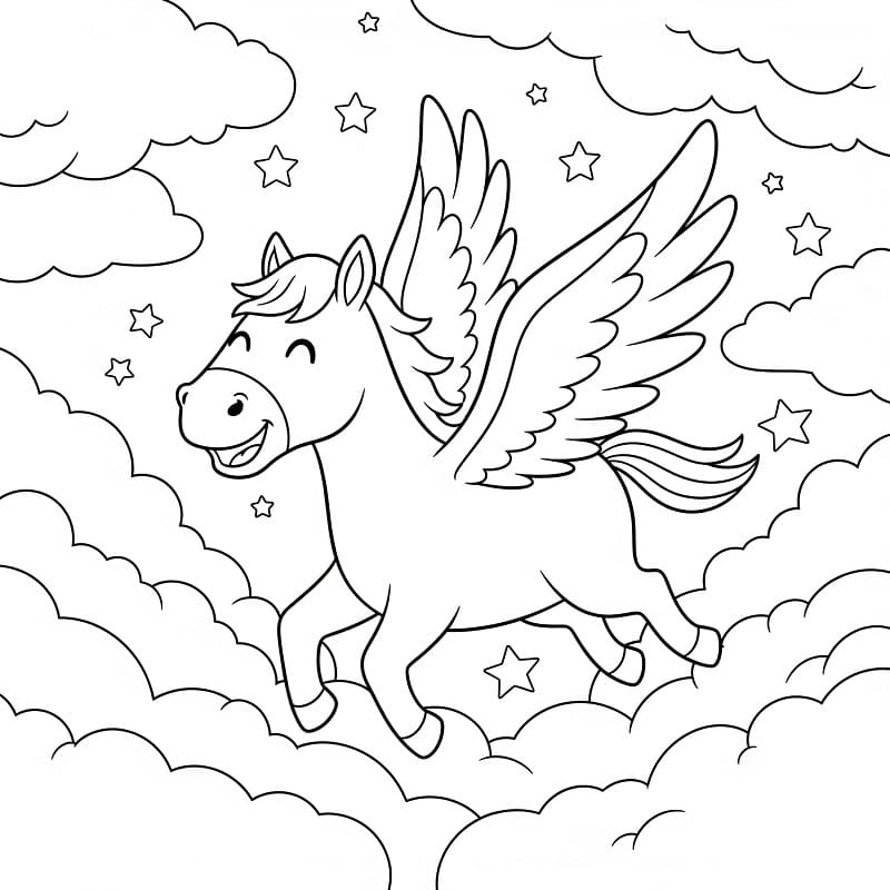 Fise de colorat cu Pegas de colorat p13