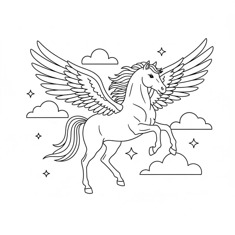 Fise de colorat cu Pegas de colorat p18