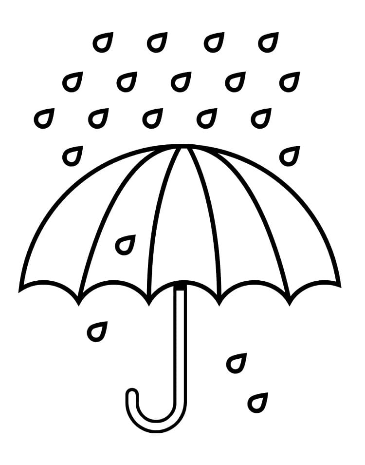 Fise de colorat cu Ploaie și Umbrelă