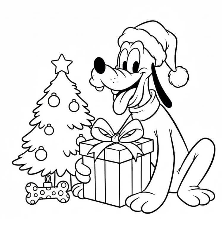 Fise de colorat cu Pluto de Crăciun