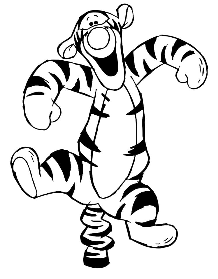Fise de colorat cu Tigger zâmbitor