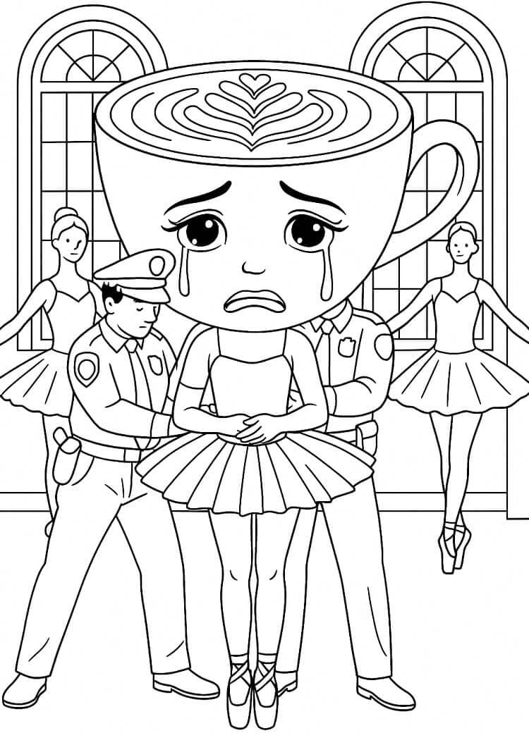 Fise de colorat cu Tristă Balerină Cappuccina