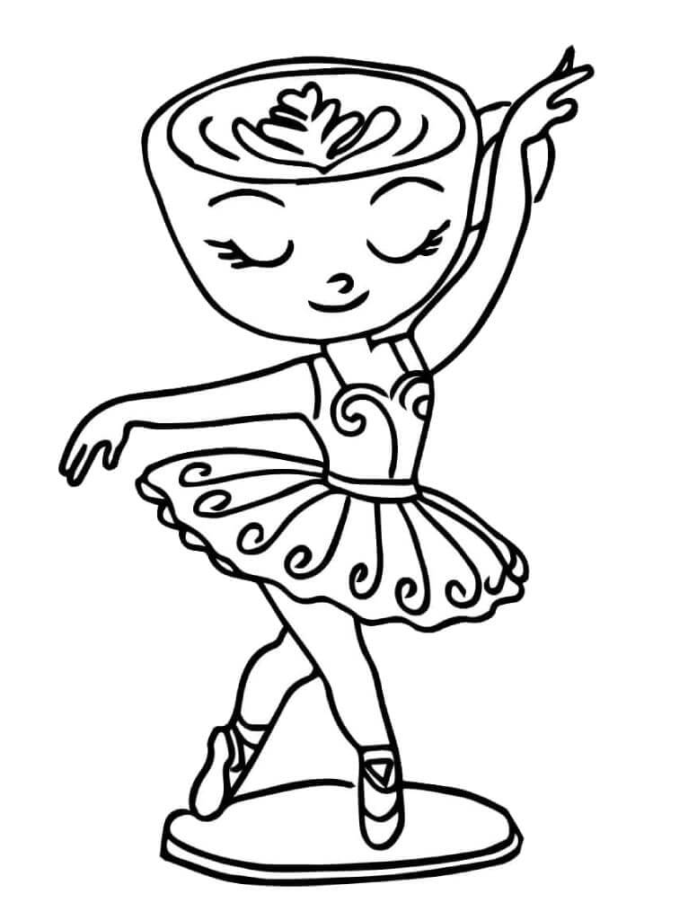Fise de colorat cu Uimitoare Balerină Cappuccina
