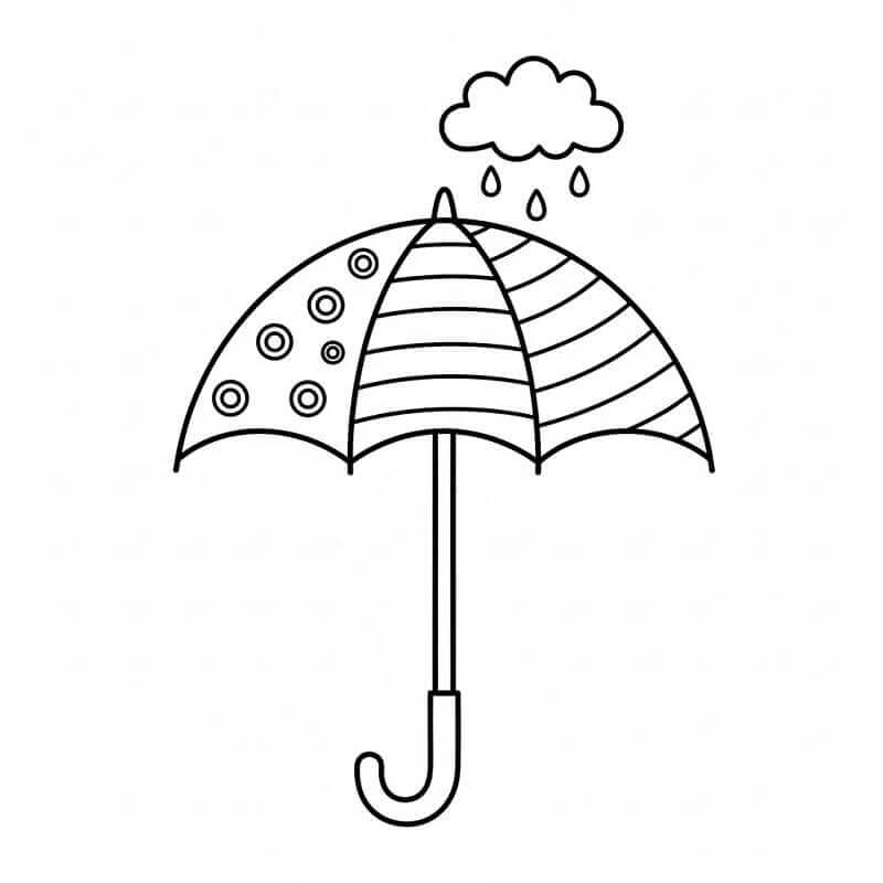 Fise de colorat cu Umbrelă Adorabilă