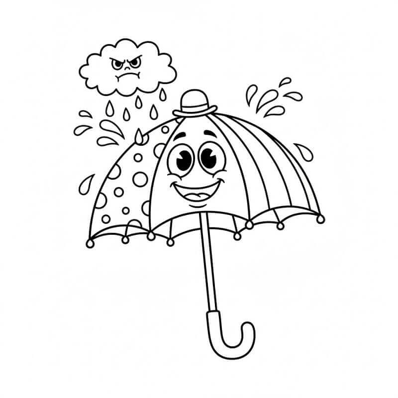 Fise de colorat cu Umbrelă Desen Animat