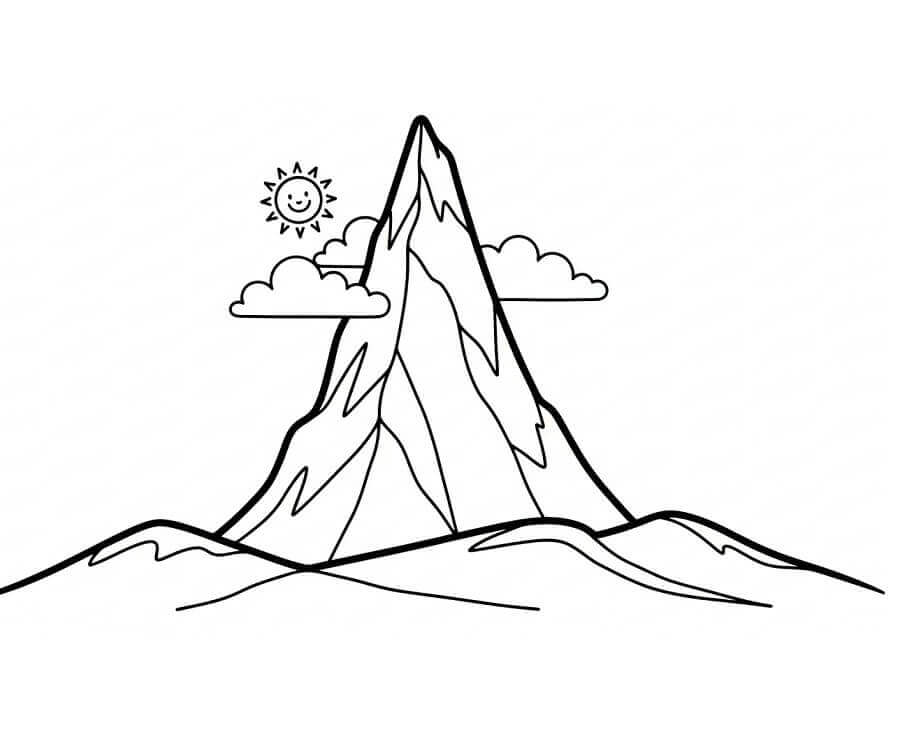 Fise de colorat cu Un Munte