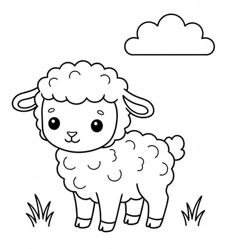 Fise de colorat cu Un miel