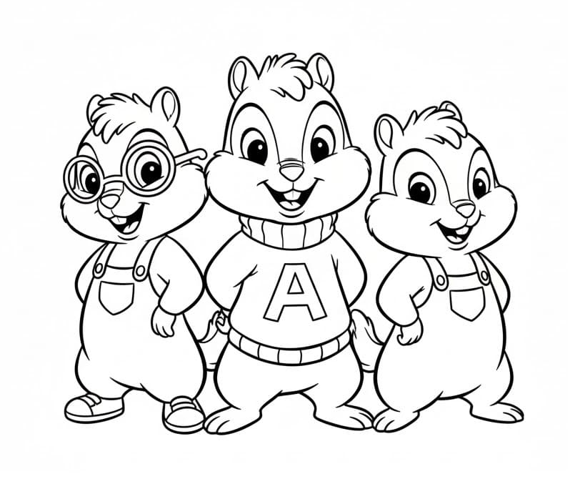 Planse de colorat cu Alvin Si Veveritele