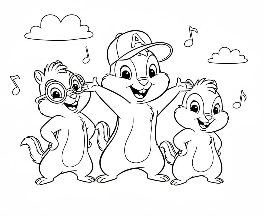Fise de colorat cu Alvin Si Veveritele de colorat p05