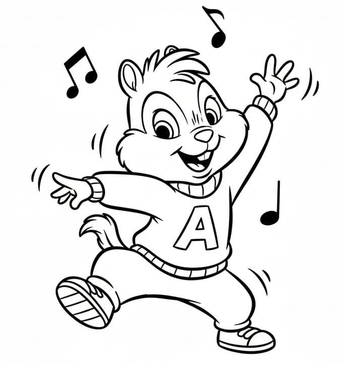 Fise de colorat cu Alvin Si Veveritele de colorat p13