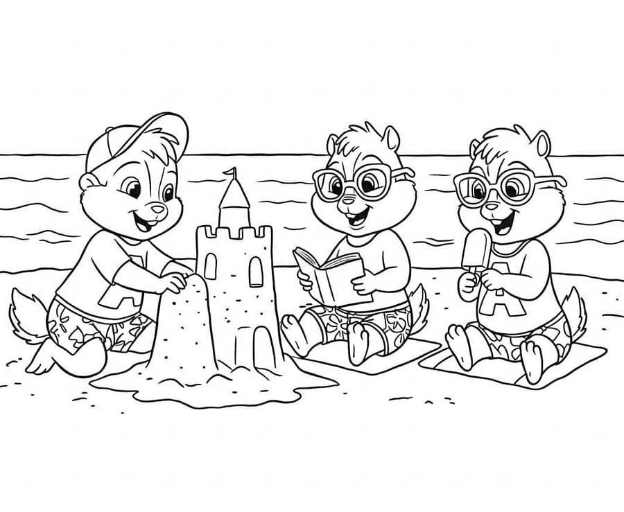 Fise de colorat cu Alvin Si Veveritele de colorat p16