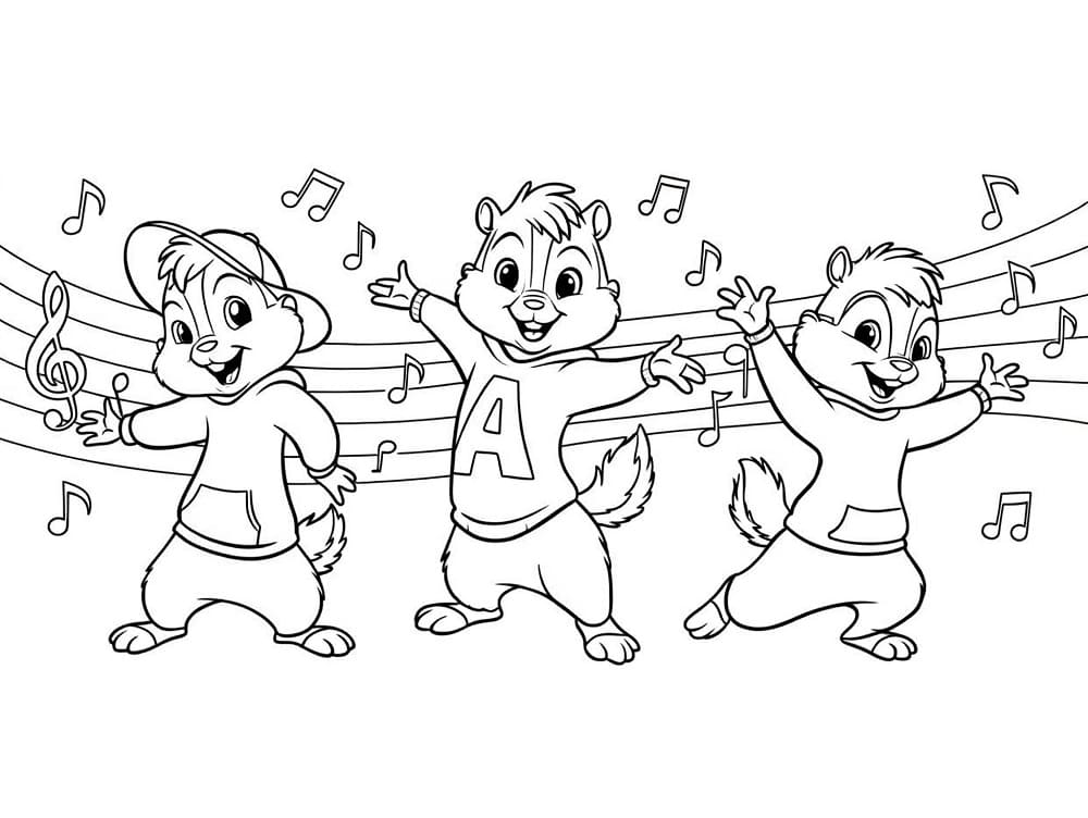 Fise de colorat cu Alvin Si Veveritele de colorat p17
