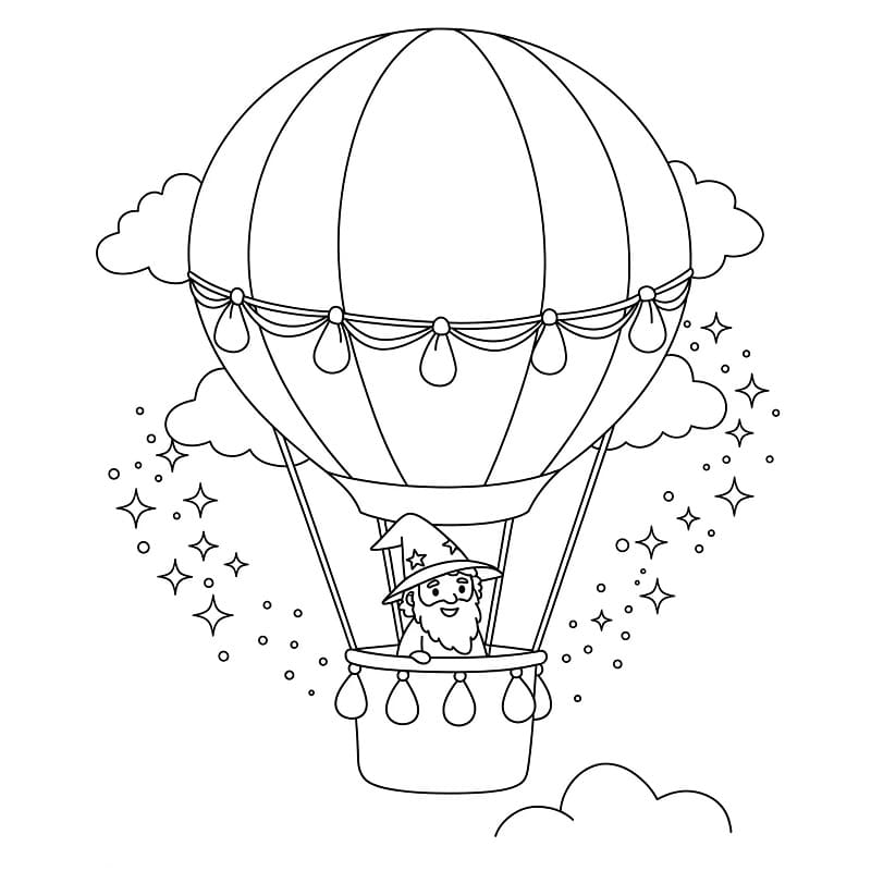 Fise de colorat cu Balon cu aer cald de colorat p06