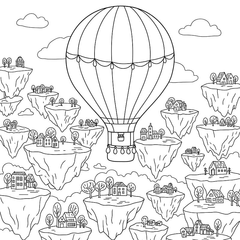 Fise de colorat cu Balon cu aer cald de colorat p19