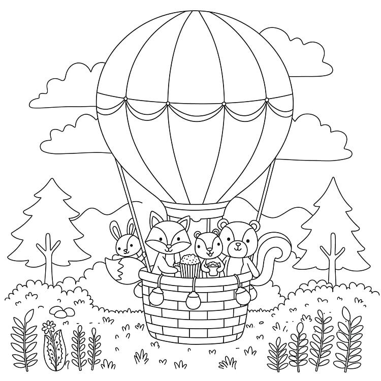 Fise de colorat cu Balon cu aer cald de colorat p28